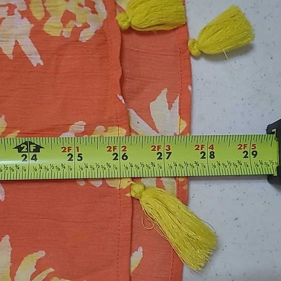 Crown & Ivy Beach Orange Pineapple Swim Coverup Featuring yellow tassels size XL - Picture 6 of 6